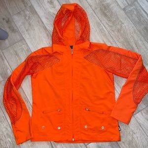 Nike Womens Sphere Dry Orange Net Hooded Zip Up Jacket Medium
